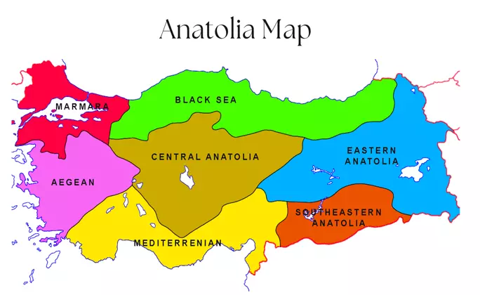 Map of Asia Minor or Anatolia Map